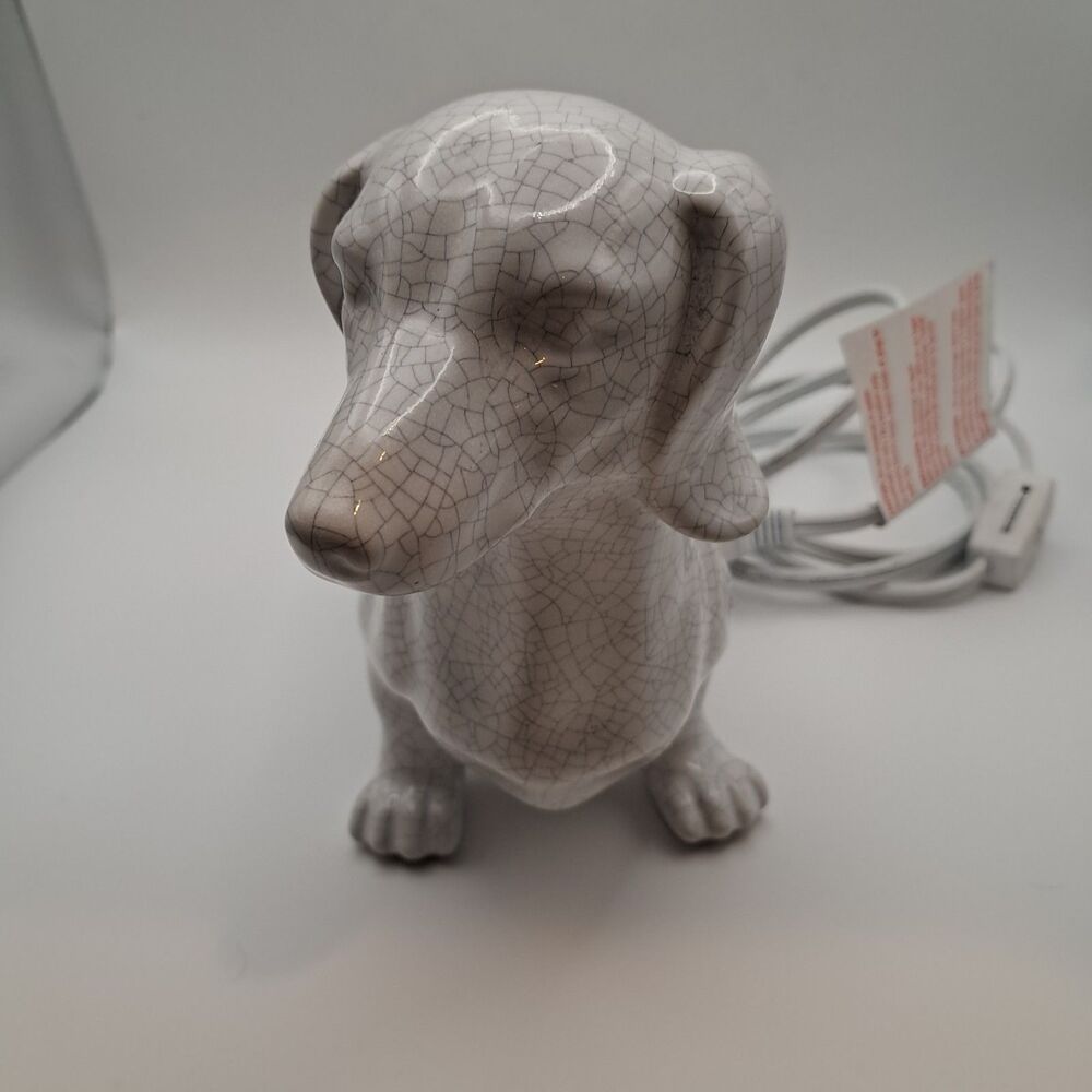 Scentsy Dachshund Mom Warmer White Crackle Wiener Dog Wax Element Warmer Retired - Picture 2 of 8